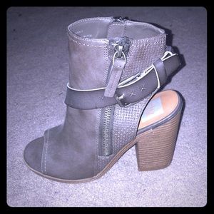 Grey peep toe booties